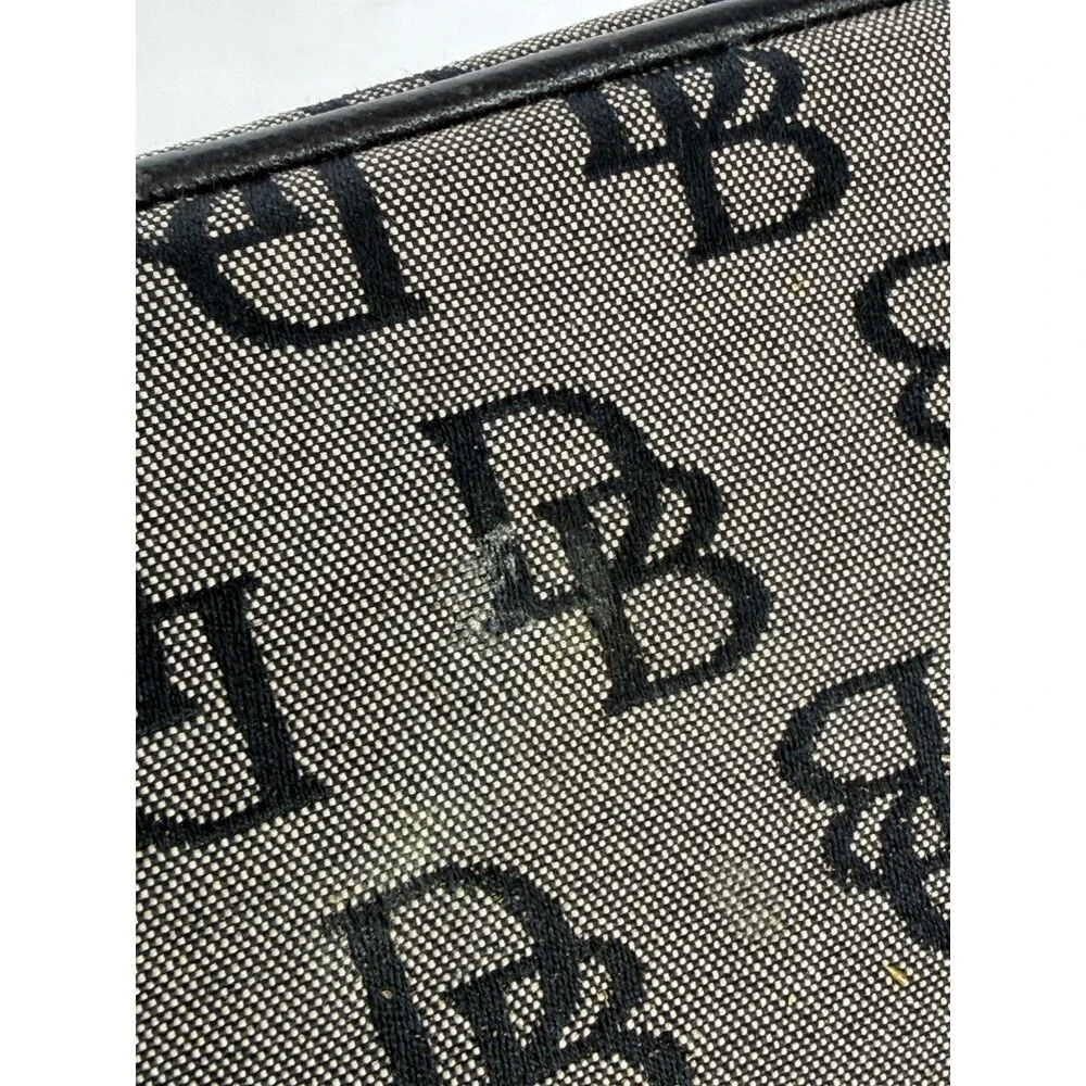 Vintage Dooney & Bourke Mini Bag Black & Gray Monogram DB Black Leather - Picture 10 of 16